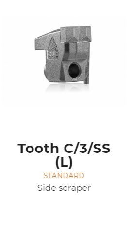Side scraper tooth type C/3/SS left