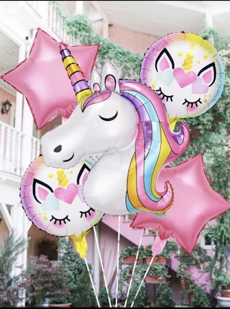 5 st/set Unicorn ballonger, tecknade söta ballonger, temafestdekorationer, hembakgrundsdekorationstillbehör