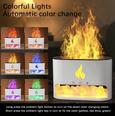 1 st Flamdiffusor, Color Change Luftfuktare, Portable-Noiseless Aroma Diffuser, Essential Oil Diffuser with No-Water Auto-Off Protection