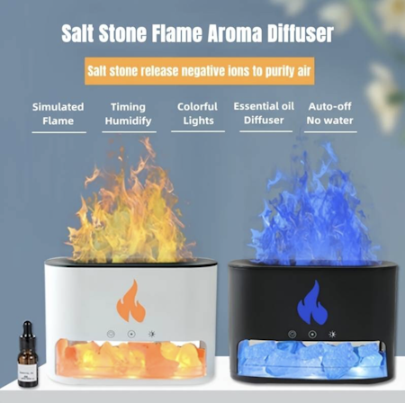 1 st Flamdiffusor, Color Change Luftfuktare, Portable-Noiseless Aroma Diffuser, Essential Oil Diffuser with No-Water Auto-Off Protection