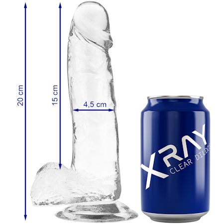 XRay Genomskinlig Strapon Dildo med Pung – 20 cm x 4.5 cm för Realistisk Njutning