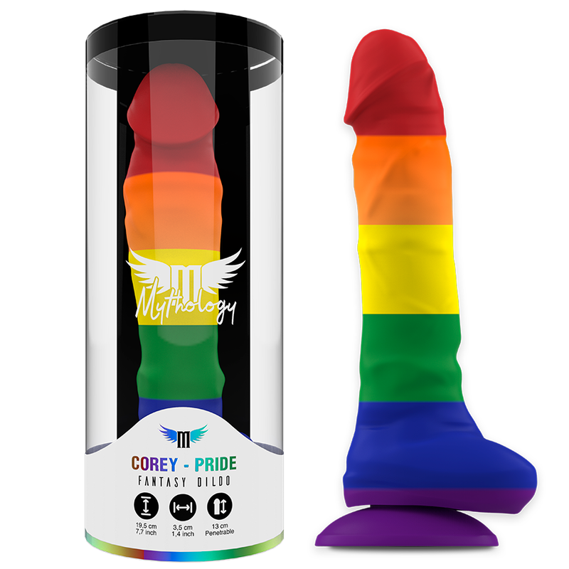Mythology Corey Pride Dildo Large 19,5 cm x 3,5 cm för en kraftfull och njutbar upplevelse