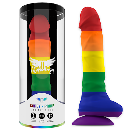 Mythology Corey Pride Dildo Large 19,5 cm x 3,5 cm för en kraftfull och njutbar upplevelse