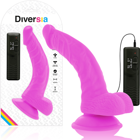 Diversia Flexibel Vibrerande Strapon Dildo 21,5 cm x 4,5 cm - Lila – Flexibel Design för Mångsidig Användning, Intensiv Vibrerande Stimulans och Maximal Njutning – Perfekt för Par och Solo!