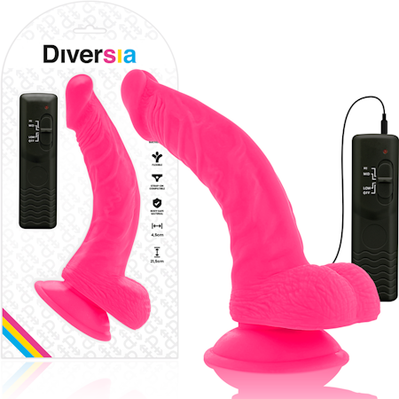 DIVERSIA FLEXIBEL VIBRERANDE STRAPON DILDO 21.5 CM X 4,5 CM - ROSA