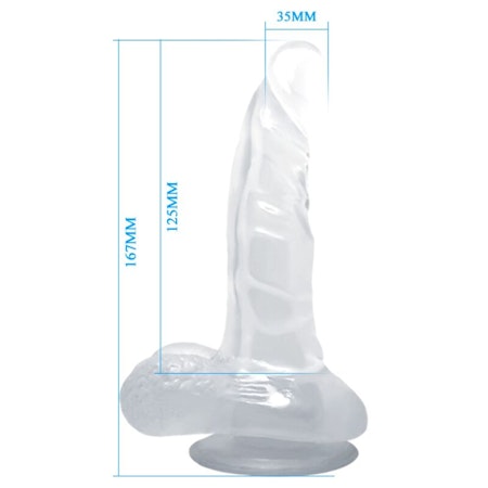 Baile Realistisk Strapon Dildo med Sugpropp 16,7 cm x 3 cm – Genomskinlig Design för Naturlig Känsla och Exakt Stimulans – Perfekt för Handsfree Användning och Intensiv Njutning!