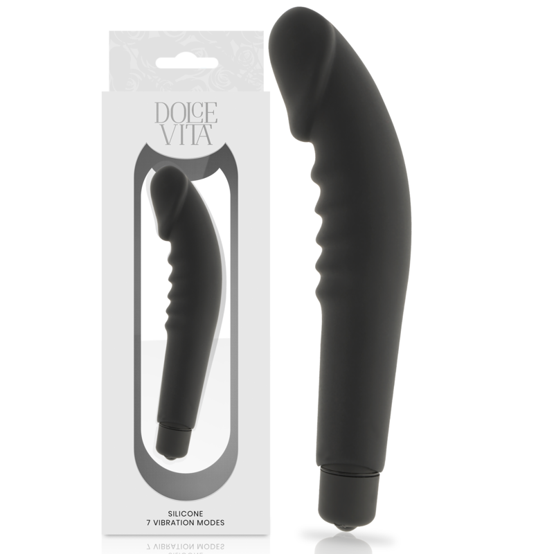 Dolce Vita Realistic Svart Silikon Vibrator – Realistisk Silikonvibrator för Djup och Intensiv Stimulering