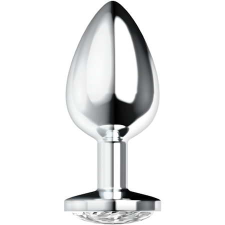 Analplugg Metall Intense – Vit Slipad Glasdiamant Large 4 cm Diameter för Lyxig och Intensiv Stimulans