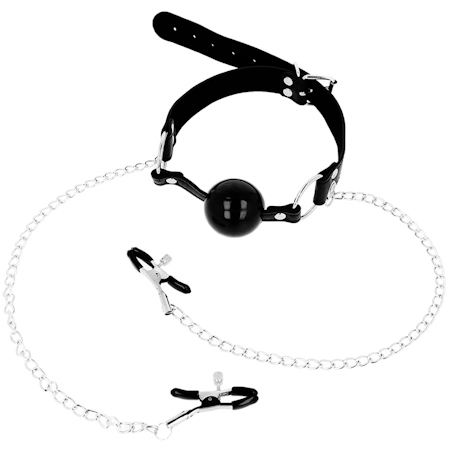 GAGBALL MED NIPPEL KLÄMMOR OHMAMA FETISH