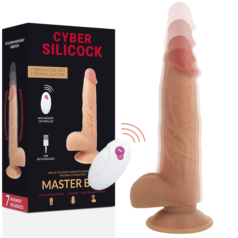 DILDO VIBRERANDE STÖTANDE REALISTISK DONG MED FJÄRRKONTROLL CYBER SILICOCK MASTER BEN ULTRA 23,88 CM - 4,3 CM