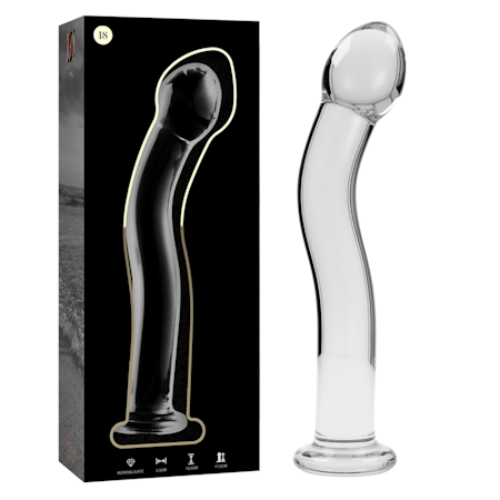 GLASDILDO NEBULA SERIES BY IBIZA - MODEL 18 BOROSILICAT GLAS 18.5 X 3.5 CM KLAR