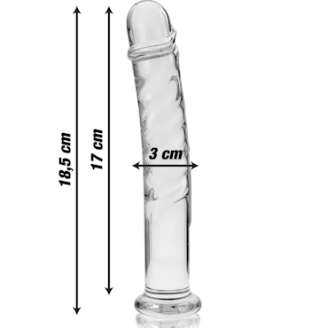 GLASDILDO NEBULA SERIES BY IBIZA - MODEL 16 BOROSILICAT GLAS 18.5 X 3 CM KLAR