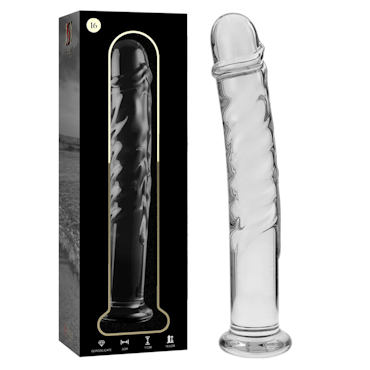 GLASDILDO NEBULA SERIES BY IBIZA - MODEL 16 BOROSILICAT GLAS 18.5 X 3 CM KLAR