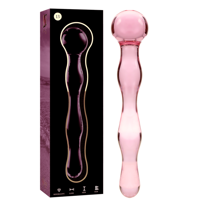 GLASDILDO NEBULA SERIES BY IBIZA - MODEL 13 BOROSILICAT GLAS 18 X 3.5 CM ROSA