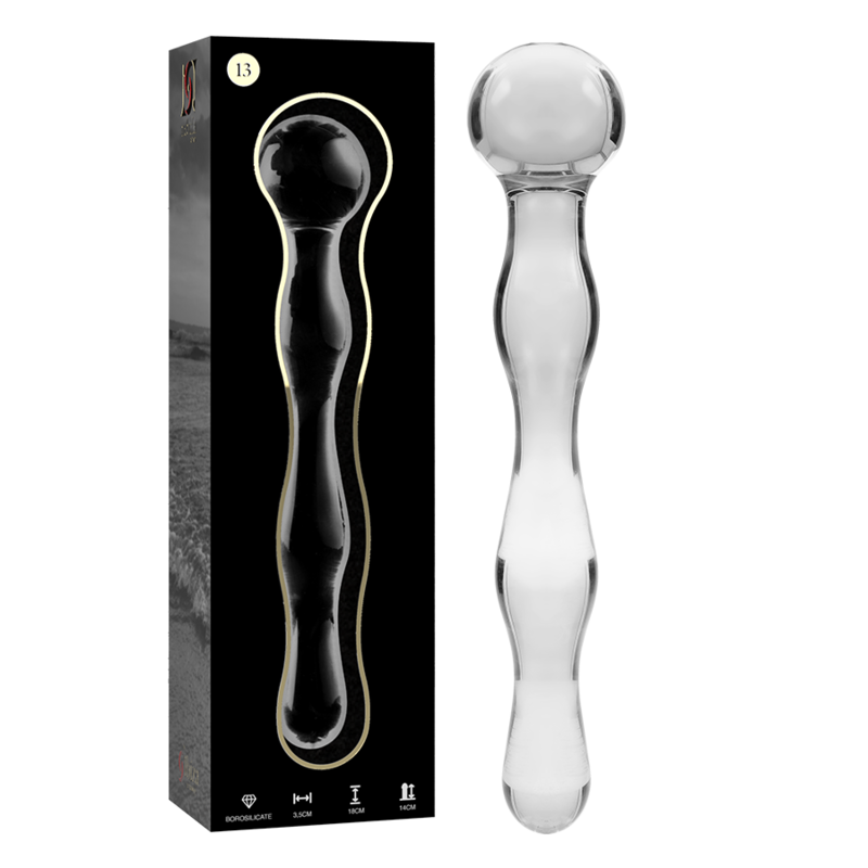 GLASDILDO NEBULA SERIES BY IBIZA - MODEL 13 BOROSILICAT GLAS 18 X 3.5 CM KLAR