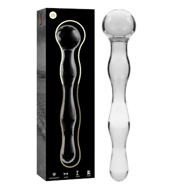 GLASDILDO NEBULA SERIES BY IBIZA - MODEL 13 BOROSILICAT GLAS 18 X 3.5 CM KLAR