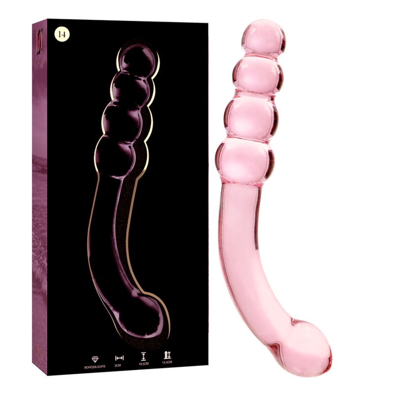 GLASDILDO NEBULA SERIES BY IBIZA - MODEL 14 BOROSILICAT GLAS 18.5 X 3 CM ROSA