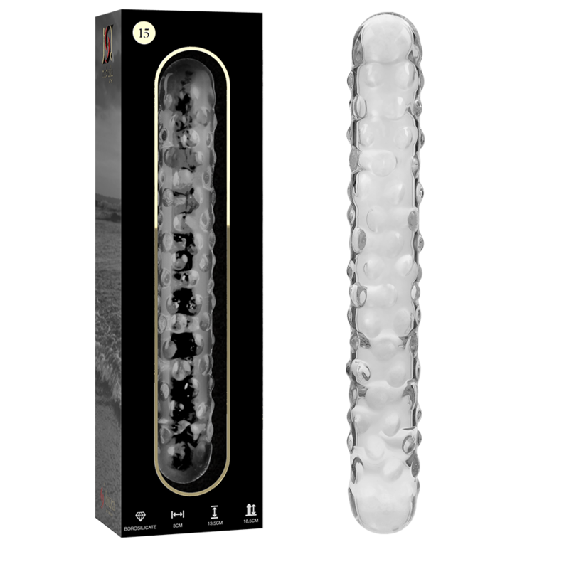 GLASDILDO NEBULA SERIES BY IBIZA - MODEL 15 BOROSILICAT GLAS 18.5 X 3 CM KLAR
