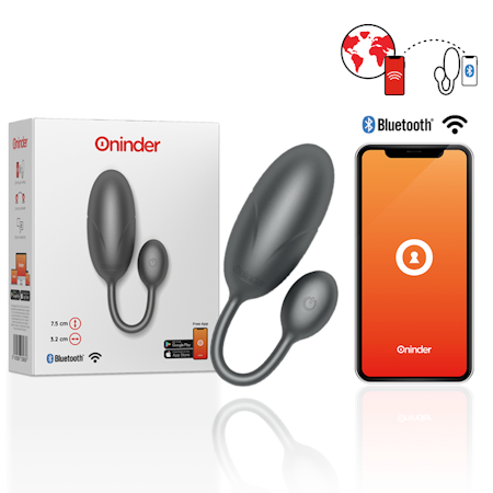 Oninder Tokyo Vibrerande Ägg Appstyrt Svart 7.5 x 3.2 cm med Gratis App för Anpassad Stimulans