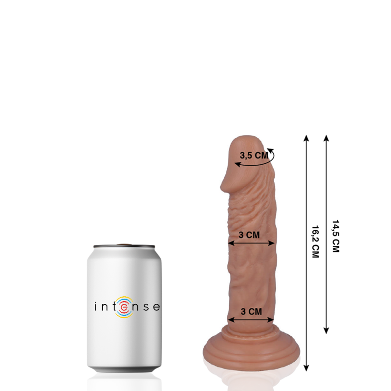 Mr. Intense 3 – Realistisk Strapon Dildo 16.2 cm x 3 cm med Sugpropp för Hands-Free Njutning