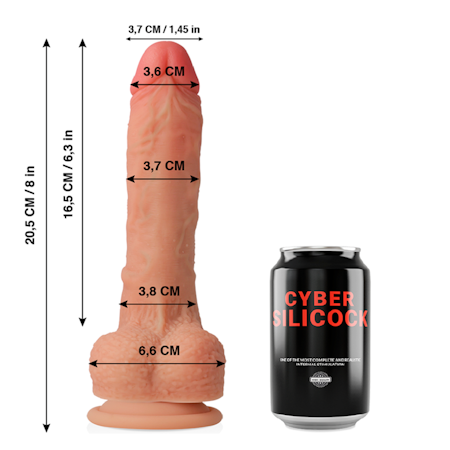 Realistisk Dildo med Sugpropp och Pung – Cyber Silicock Connor Ultra Soft Liquid Silikon 20.5 cm för Intensiv Njutning