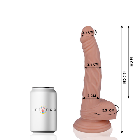 Mr. Intense 12 – Realistisk Strapon Dildo 18.2 cm x 2.5 cm med Sugpropp för Hands-Free Njutning
