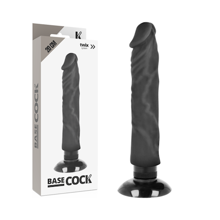 Basecock – Realistisk Dildo med Vibrator 2-i-1 Svart 20 cm för Dubbel Njutning