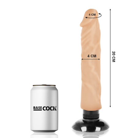 Basecock – Realistisk Dildo med Vibrator 2-i-1 Hudfärgad 20 cm för Naturlig Njutning