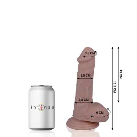 Mr. Intense 4 – Realistisk Strapon Dildo 16.5 cm x 3.5 cm med Sugpropp för Hands-Free Njutning