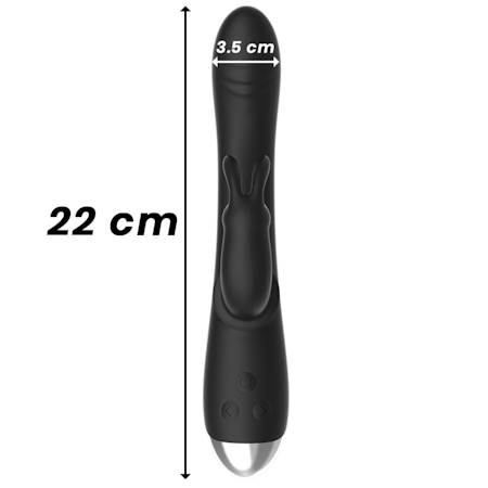 DJ Adam Laddbar Silikon Rabbit Vibrator Svart – Elegant Rabbit Vibrator i Silikon för Dubbel Stimulering och Långvarig Njutning