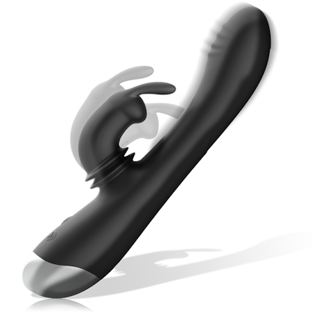 DJ Adam Laddbar Silikon Rabbit Vibrator Svart – Elegant Rabbit Vibrator i Silikon för Dubbel Stimulering och Långvarig Njutning