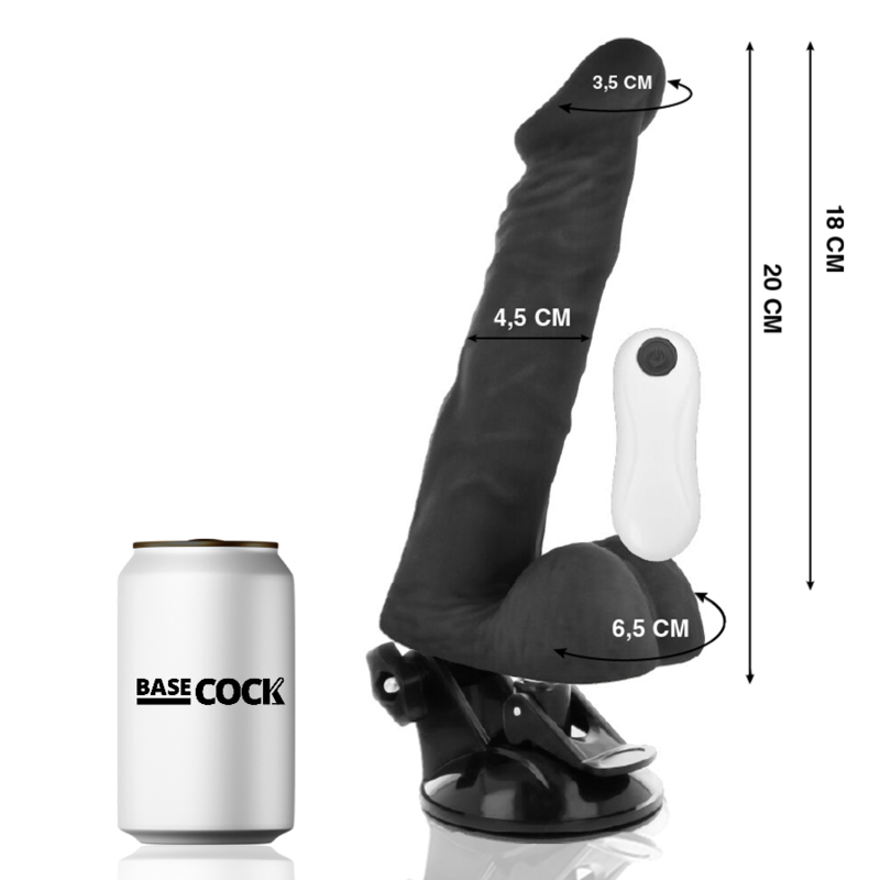 Basecock – Realistisk Svart Vibrerande Dildo med Fjärrkontroll 20 cm x 4.5 cm för Anpassningsbar Njutning