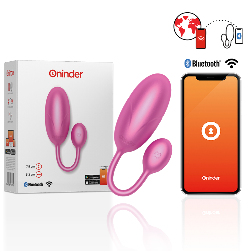 Oninder - Tokyo Vibrerande Ägg Rosa 7.5 x 3.2 cm – Appstyrd Stimulans för Förhöjd Njutning