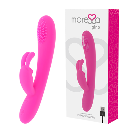 Moressa Lyx - Gino Premium Silikon Rabbit Laddbar 19 CM – Högkvalitativ Rabbit Vibrator i Silikon för Dubbel Stimulering och Långvarig Njutning