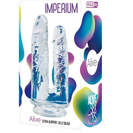Alive – Imperium Realistisk Penis Dildo Dubbel Penetrerande Genomskinlig 12/14 cm för Intensiv Stimulans