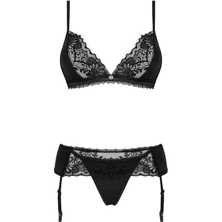 Obsessive Maderris 3-Delat Set – BH, Trosa & Strumpbandshållare XS/S – Sexigt & Elegant Underklädesset