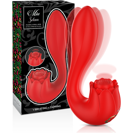 Mia – Selena Stimulator Vibrator + Klitorisstimulator Röd för Dubbel Njutning och Intensiv Stimulans