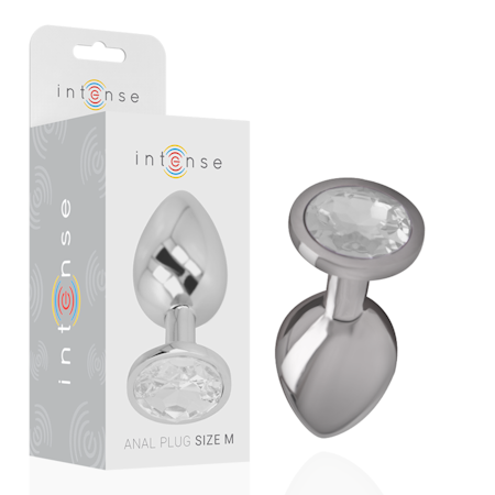INTENSE – Analplugg i Aluminium med Silver Kristall, Medium, Diameter 3,3 cm för Elegant och Intensiv Anal Stimulans