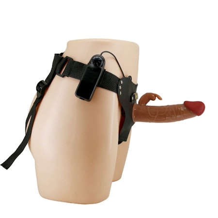 Pretty Love Marion – Strap-on med vibrerande dildo (19 cm) i brun för intensiva njutningsstunder