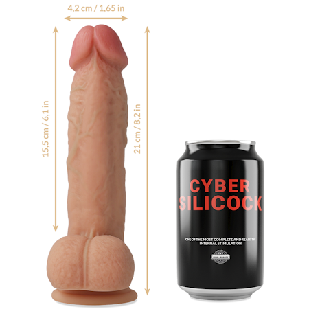 Cyber Silicock – Strap-on dildo med sele och 3 justerbara ringar (15,5 cm x 4,2 cm) för flexibel och bekväm användning