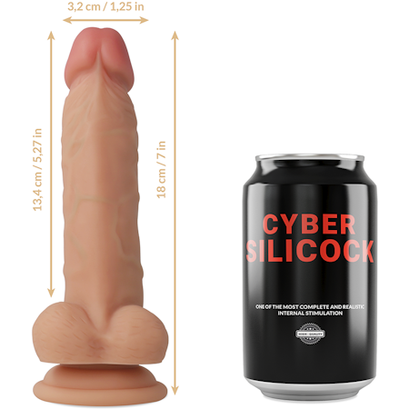 Cyber Silicock – Strap-on dildo med sele och 3 justerbara ringar (18 cm x 3,2 cm) för en perfekt passform och intensiva upplevelser