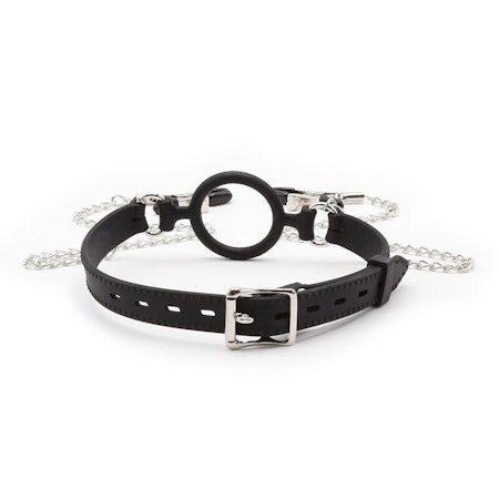 OHMAMA GAG RING MED NIPPELKLÄMMOR SVART