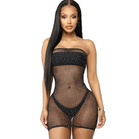 Queen Lingerie Nätklänning med Glittriga Detaljer (S/L) – Sexig & Förförisk Lingerie för Passionerade Stunder