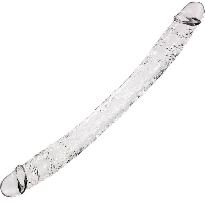 "Genomskinlig Dubbeldildo med Realistisk Textur, 38,5 cm Längd & 3,9 cm Diameter – För Dubbel Stimulans och Realistisk Upplevelse