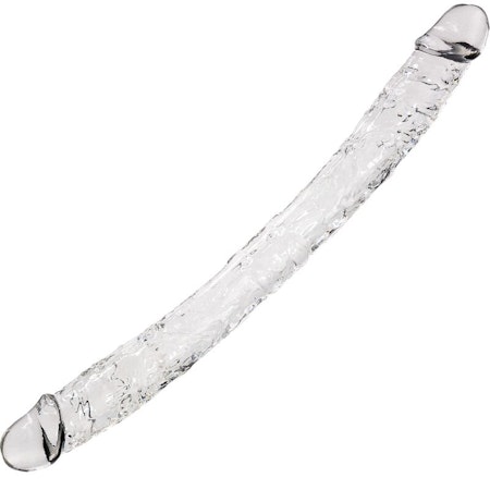 "Genomskinlig Dubbeldildo med Realistisk Textur, 38,5 cm Längd & 3,9 cm Diameter – För Dubbel Stimulans och Realistisk Upplevelse