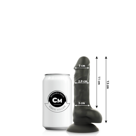 Cock Miller Silicone Density – Flexibel Strapon Dildo Svart 13 cm x 3 cm för Realistisk Njutning