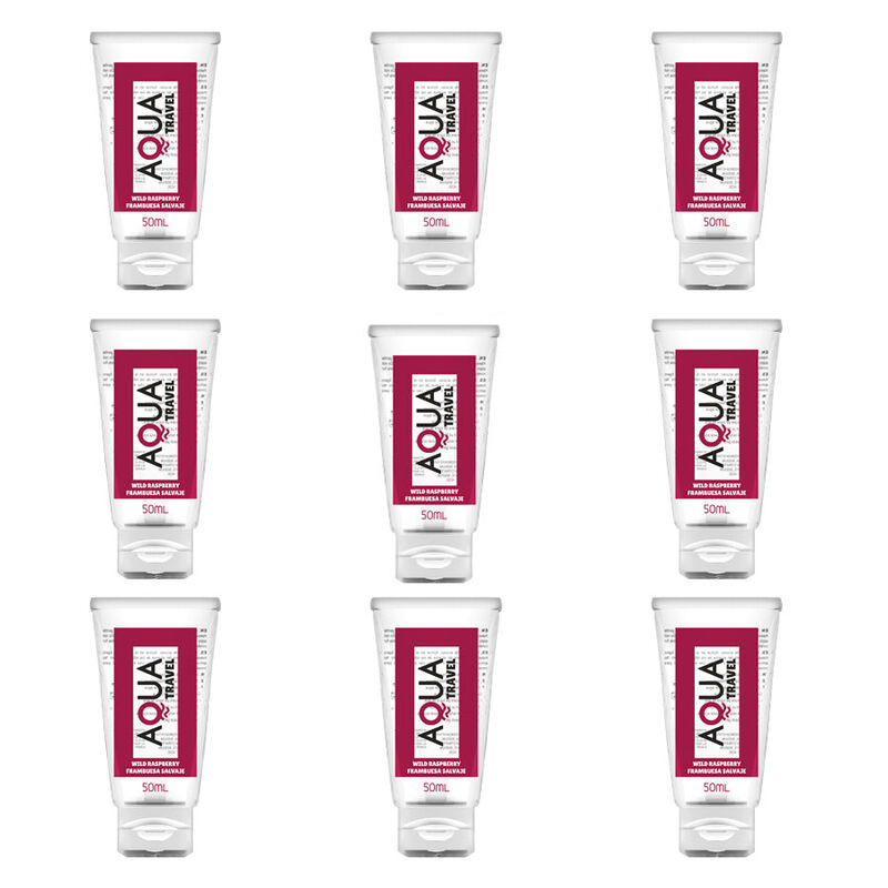 AQUA TRAVEL BIG PACK - SMAK AV HALLONSMAK VATTENBASERAT GLIDMEDEL - 8 STYCK 50 ML + 1 STYCK GRATIS