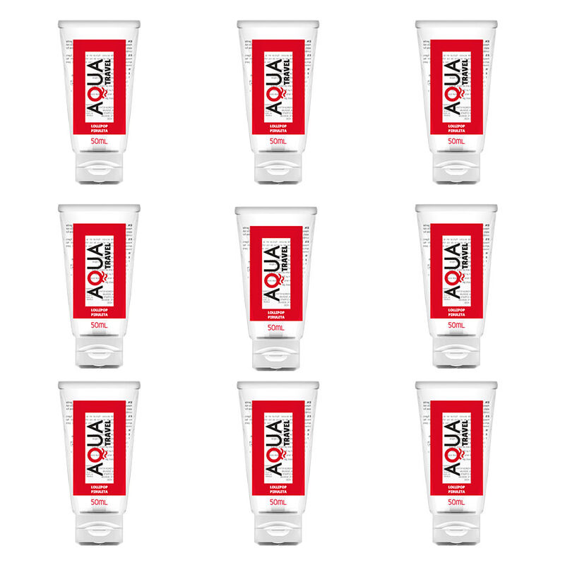 AQUA TRAVEL BIG PACK - SMAK AV LOLLIPOP VATTENBASERAT GLIDMEDEL - 8 STYCK 50 ML + 1 STYCK GRATIS