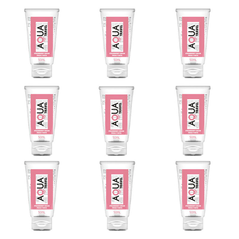 AQUA TRAVEL BIG PACK - SMAK AV JORDGUBB VATTENBASERAT GLIDMEDEL - 8 STYCK 50 ML + 1 STYCK GRATIS