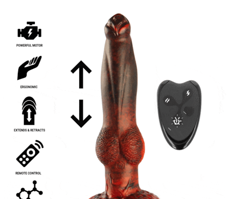 EPIC - PROMETHEUS FANTASY DILDO "UP & DOWN" TITAN IN FLAMES LADDBAR MED FJÄRRKONTROLL